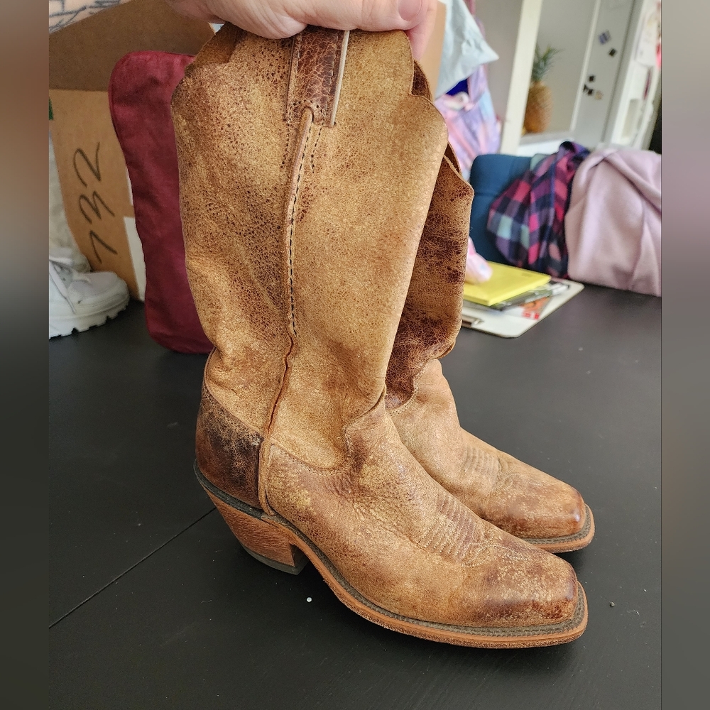 Justin Brown Leather Cowboy Boots
